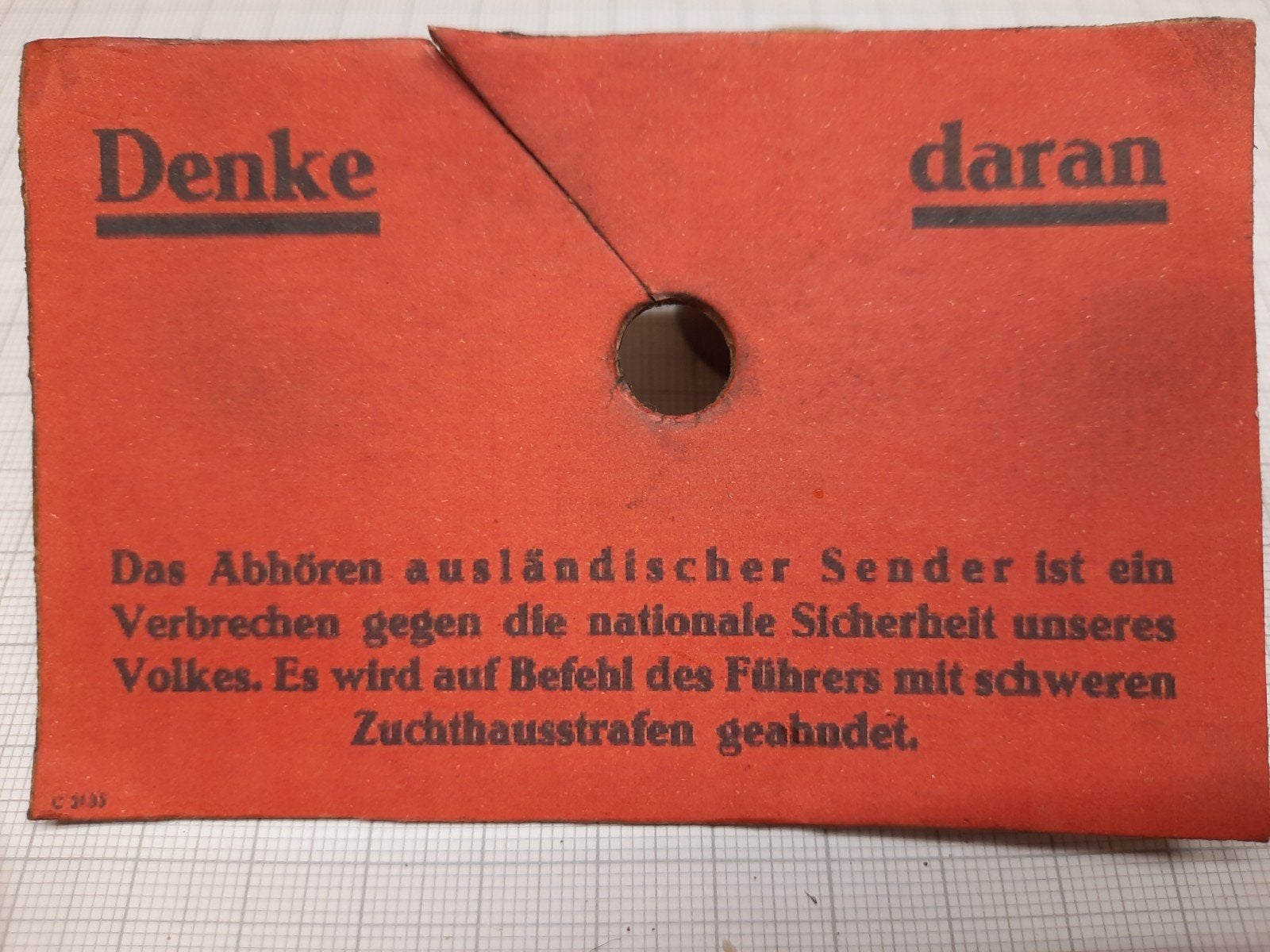 Warnungszettel Duitse Volksempfänger, Verzamelen, Verzenden, Overige soorten, Duitsland, Overige typen