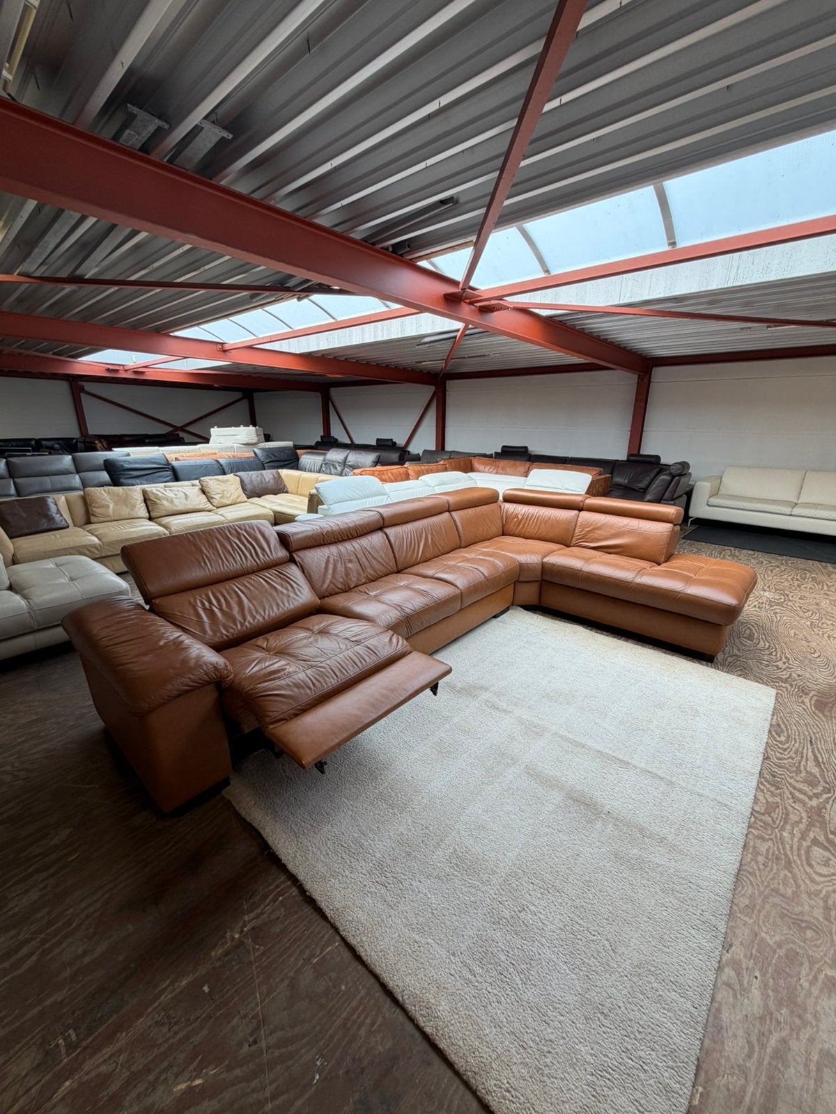 Design leren hoekbank cognac bruin bank relax Z.G.A.N., 2871SK, 125 cm of meer, Verzenden, Mariansoliak8@gmail.com