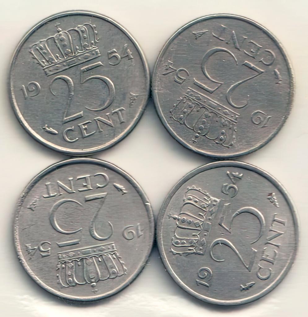 25 cent: kwartjes 1950 tm 2000, Ophalen of Verzenden, Koningin Juliana, 25 cent, Losse munt