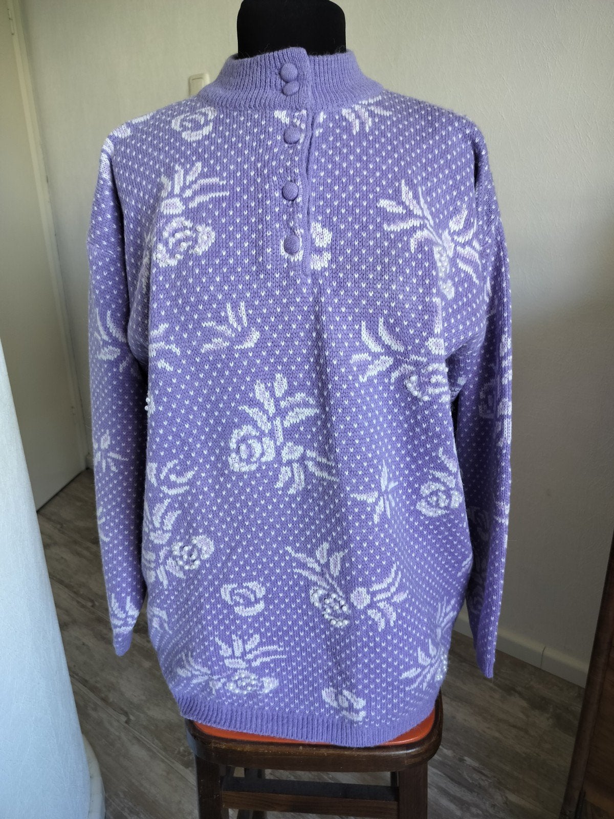 Vintage wollen trui met parels, Ophalen of Verzenden, Zo goed als nieuw