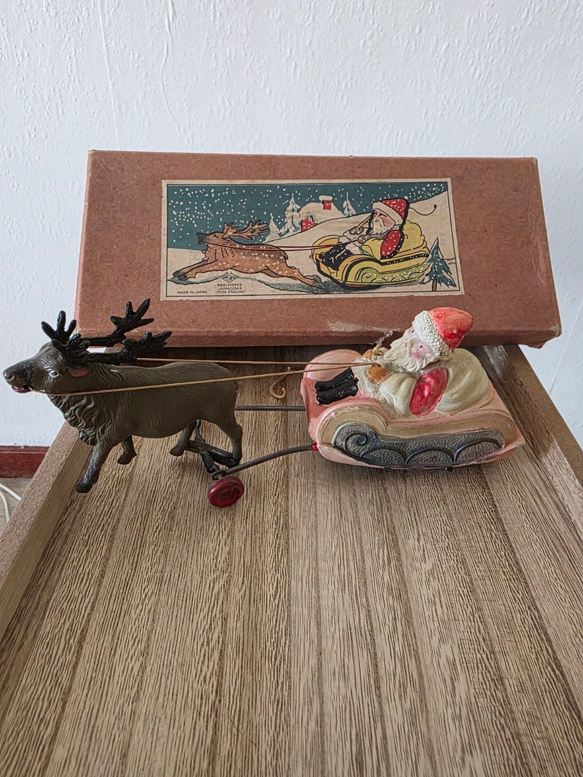Vintage Opwindspeelgoed Kerstman Arreslee, Ophalen of Verzenden