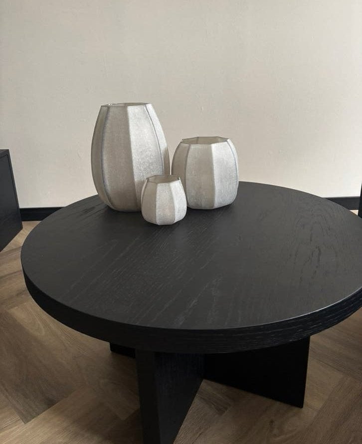 Salontafel (zwart eiken) merk PUUUR, Huis en Inrichting, Ophalen, 100 tot 150 cm, 50 tot 100 cm, Zo goed als nieuw