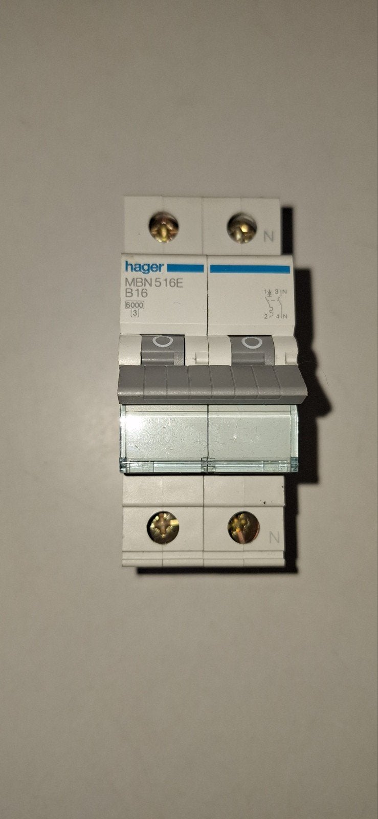 Hager MBN 516E B16 Installatieautomaat, Ophalen of Verzenden, Gebruikt, Hager, Installatieautomaat