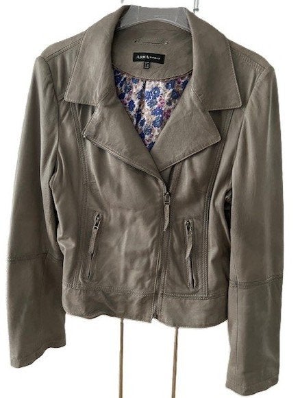 ARMA Women leren biker jasje groen 44 zo goed als nieuw, Verzenden, Maat 42/44 (L), Zo goed als nieuw, Groen