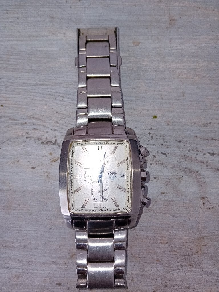 Casio Edifice EF-509D Chronograaf (Vierkant/Staal), Staal, Met bandje, Polshorloge, 1960 of later