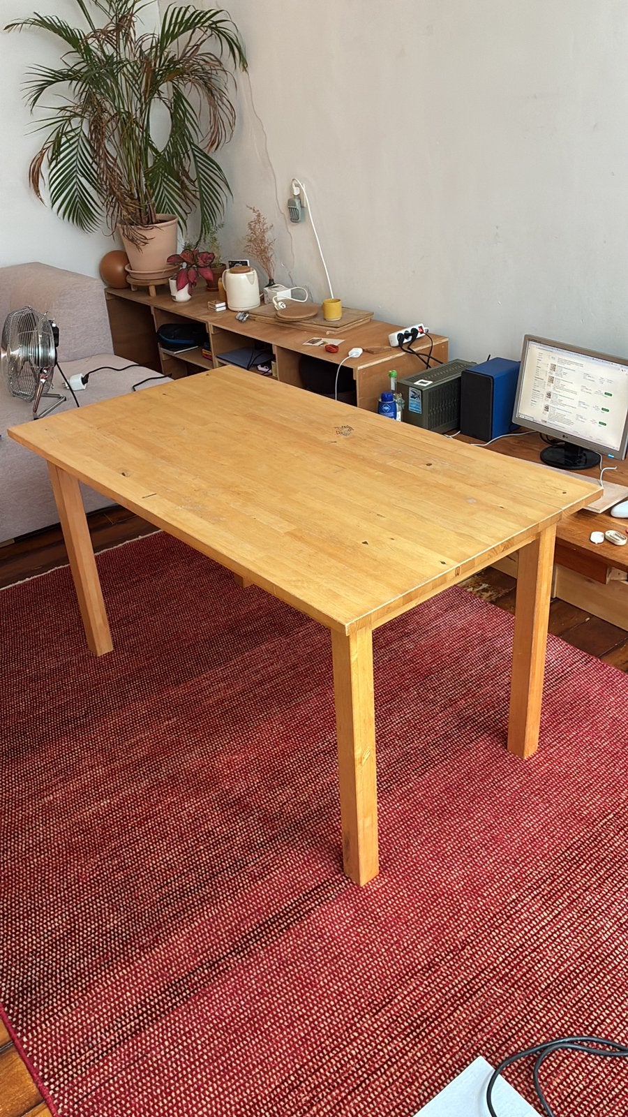 Houten Tafel LxBxH 135x74x73, Huis en Inrichting, Tafels | Eettafels, Ophalen of Verzenden, Zo goed als nieuw, Rechthoekig, 50 tot 100 cm