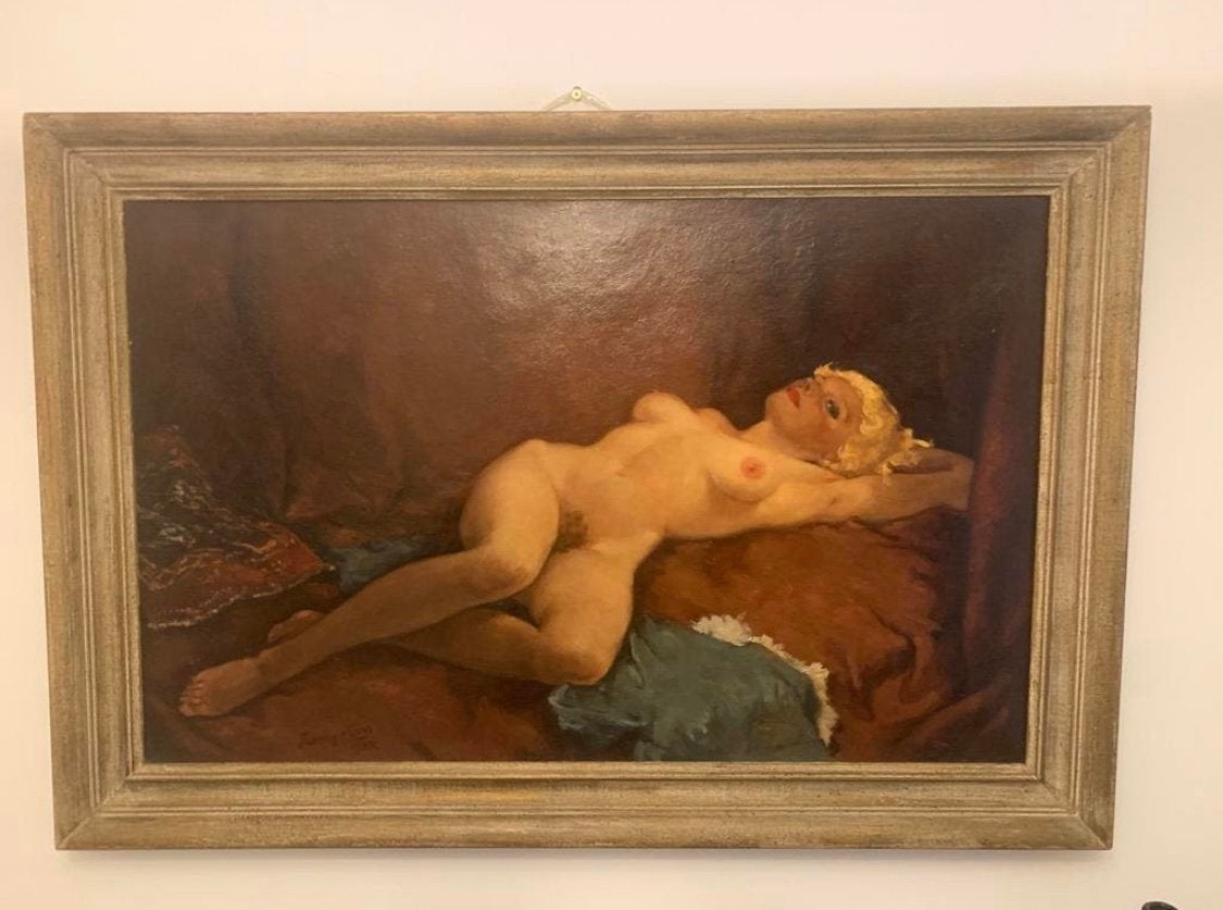Schilderij Harry Maas vroeg werk 1938 vrouwelijk naakt., Ophalen of Verzenden