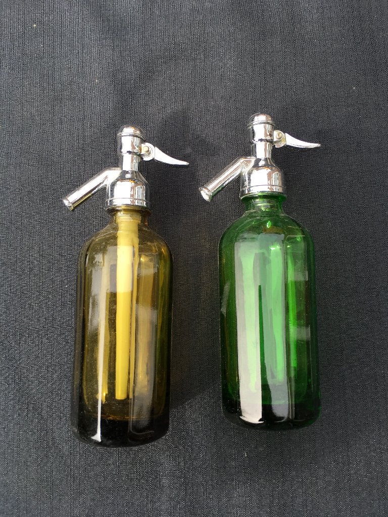 2x Vintage mini Spuitfles Groen en Amberkleurig Glas, Verzamelen, Ophalen of Verzenden, Zo goed als nieuw