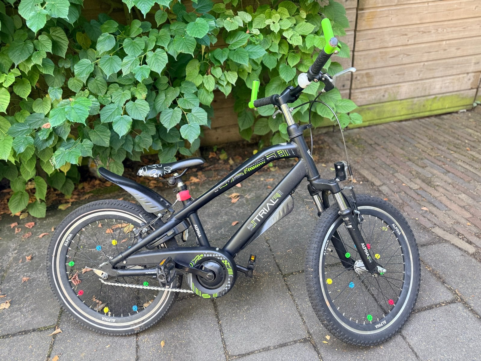 Alpina Trial 20 inch kinderfiets - Zwart/Groen, Ophalen, Gebruikt, Velgrem, 20 inch of meer