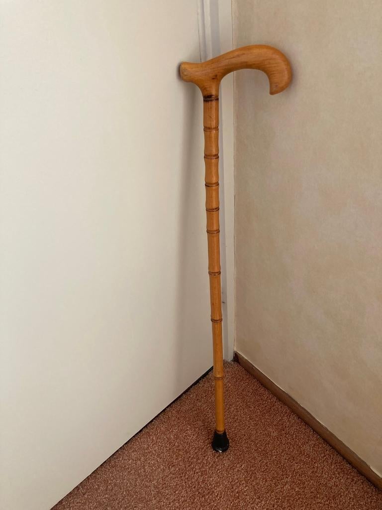 Houten wandelstok bamboe look 78 cm, Ophalen of Verzenden, Verstelbaar, Gebruikt