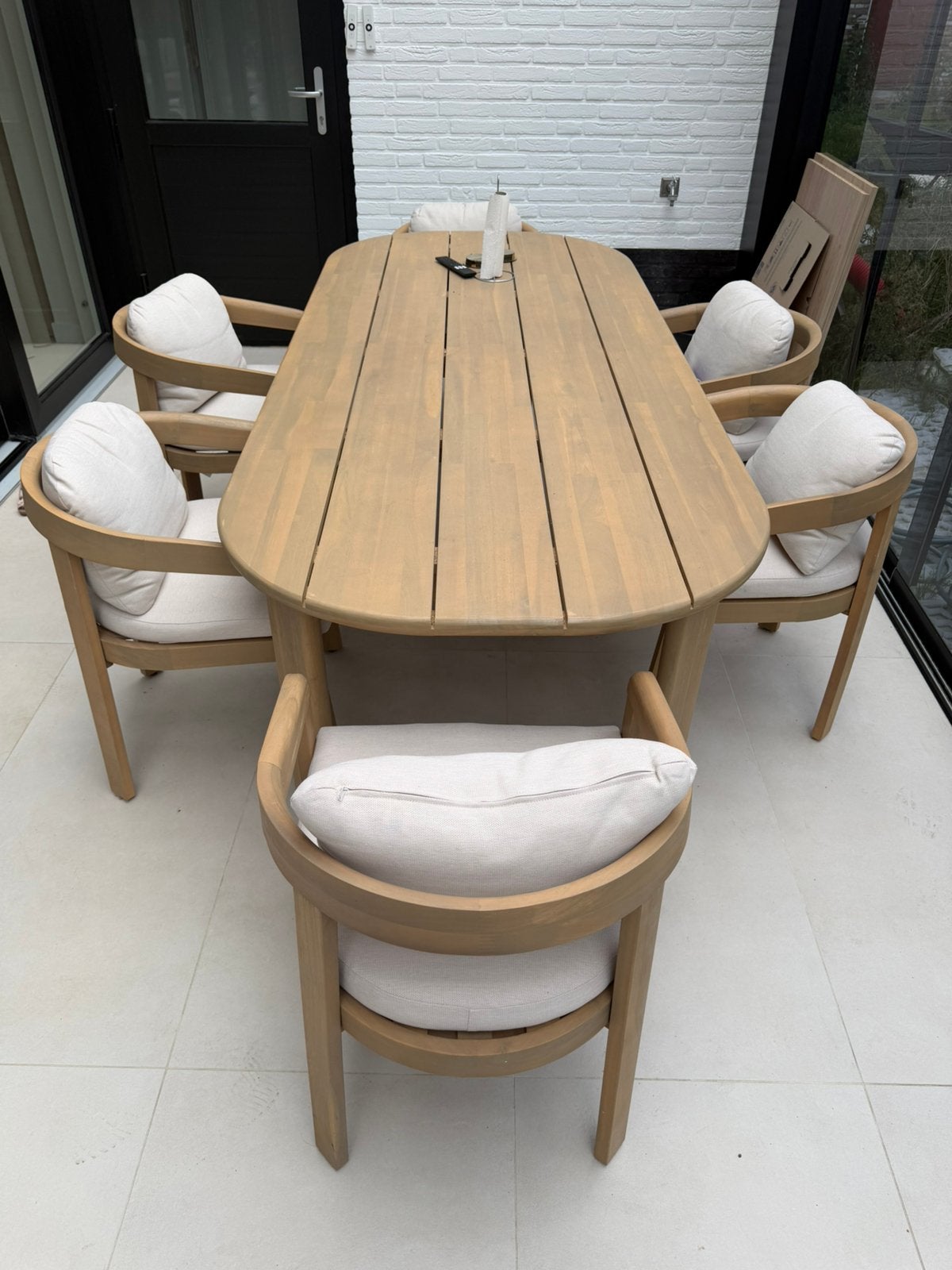 SKLUM Tuinset tafel met stoelen te koop, Tuin en Terras, Ophalen, 6 zitplaatsen, Zo goed als nieuw, Tuinset