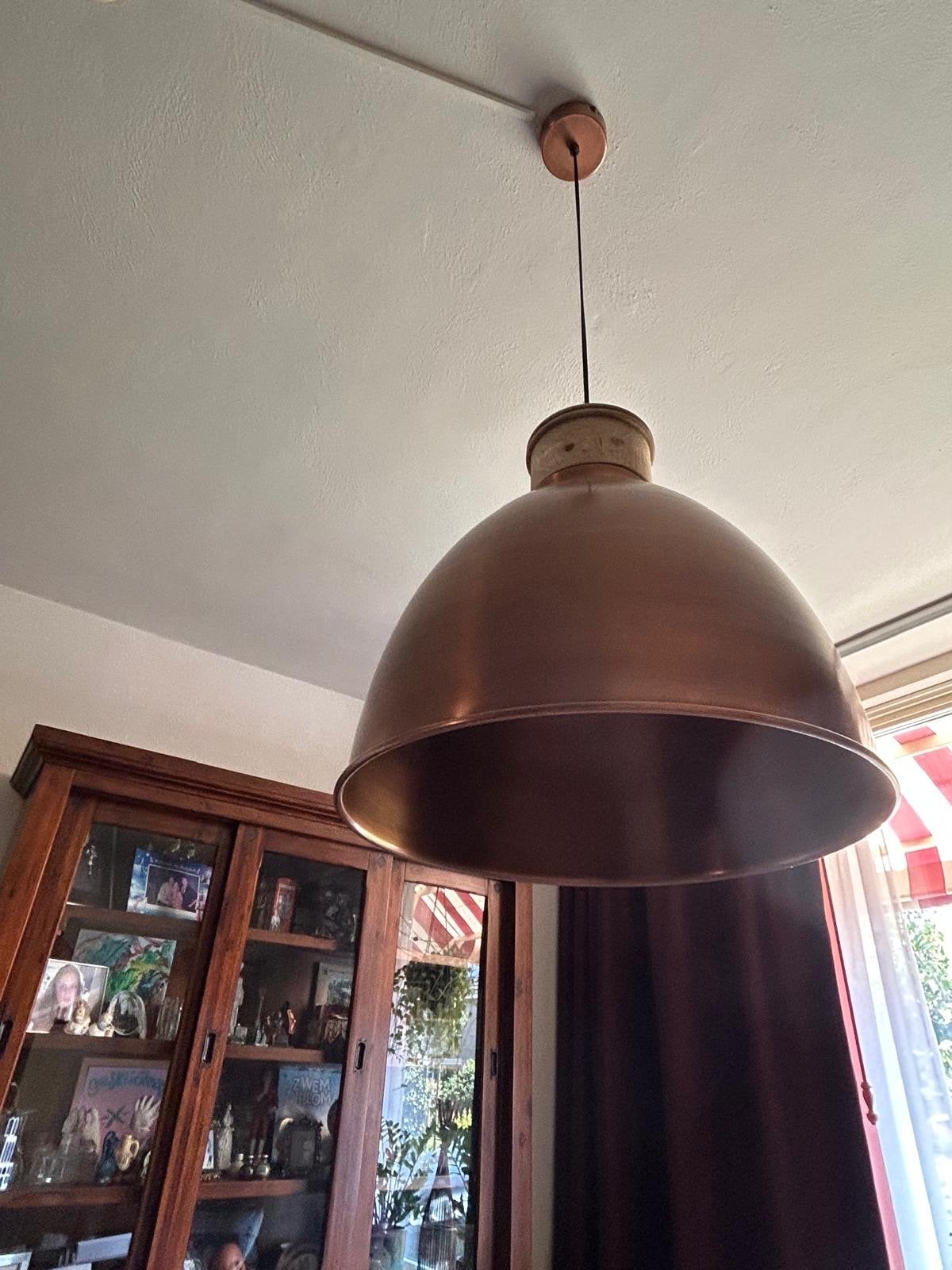 Hanglamp - antiek koper, Ophalen, Gebruikt, Metaal, E27 (groot)