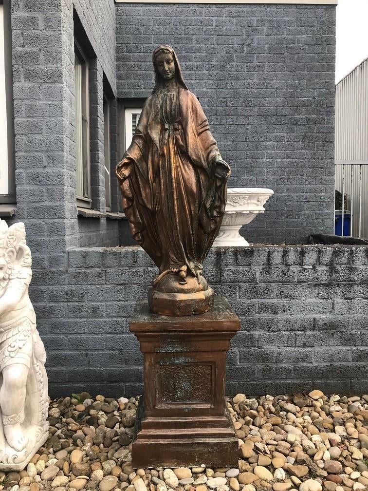 Maria op een sokkel, tuinbeeld Maria, groot op sokkel, Tuin en Terras, Tuinbeelden, Steen, ., Nieuw, Ophalen of Verzenden