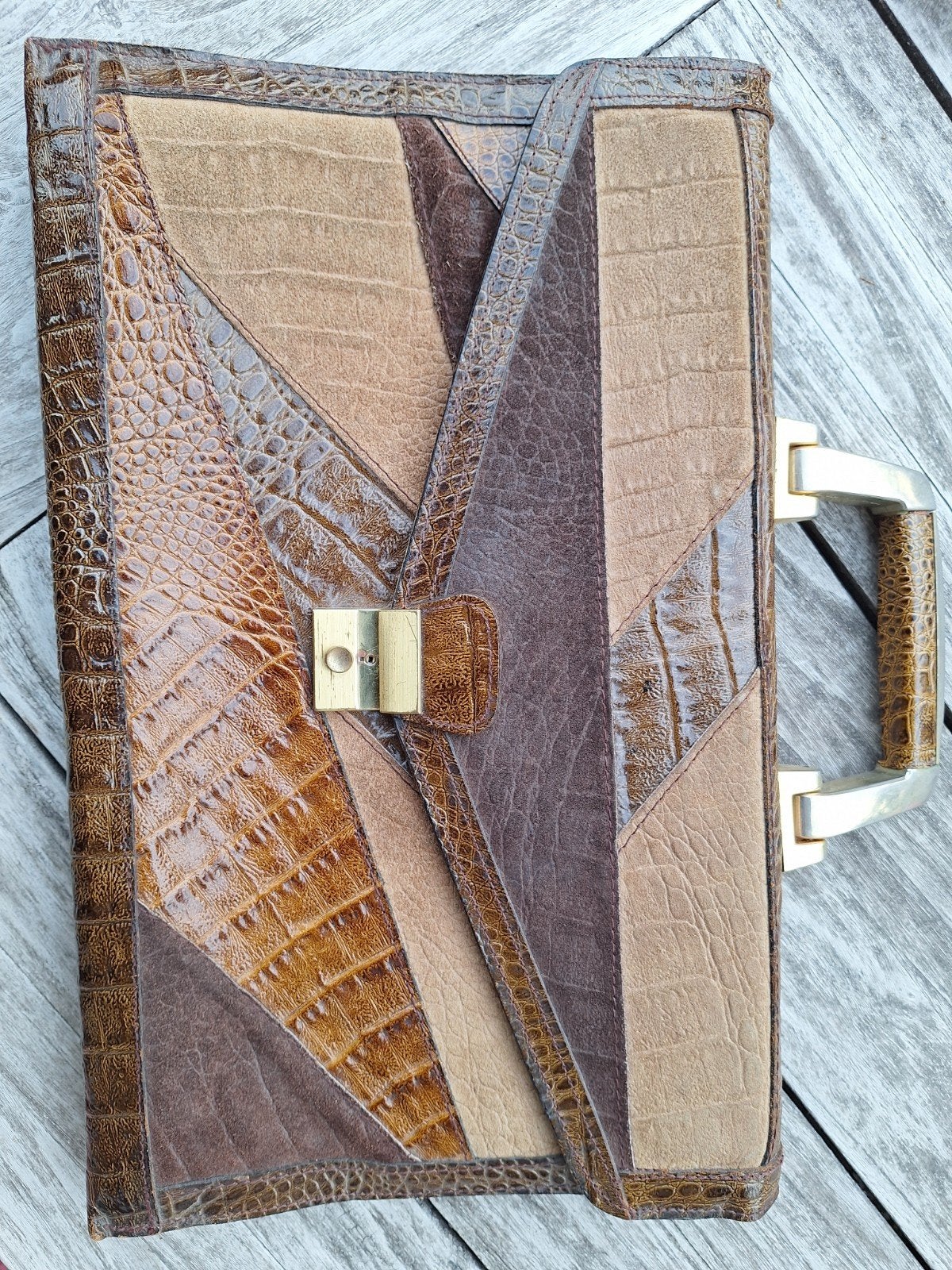Sudhaus vintage patchwork tas, Ophalen of Verzenden, Bruin, Handtas