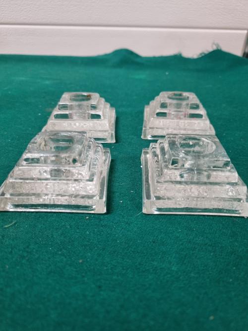 Kandelaars glas vier stuks, Ophalen of Verzenden, 'T Olde Gre-j, Info@toldegrej.nl, Endepoelstraat 20f Didam