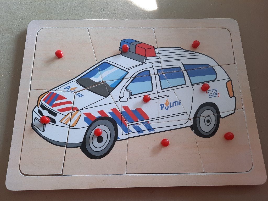 houten kinderpuzzel politie auto, Ophalen, Gebruikt, Overige typen