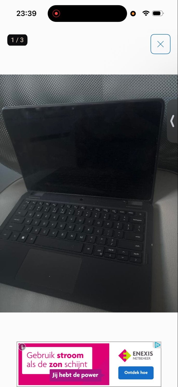 Dell laptop met touchscreen en oplader, 2 jaar gebruikt, Ophalen of Verzenden, Gebruikt, Met touchscreen