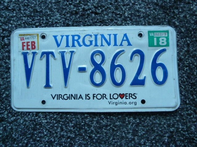 Kentekenplaat licenseplate Virginia is for lovers USA, Verzamelen, Verzenden, Gebruikt, Auto's