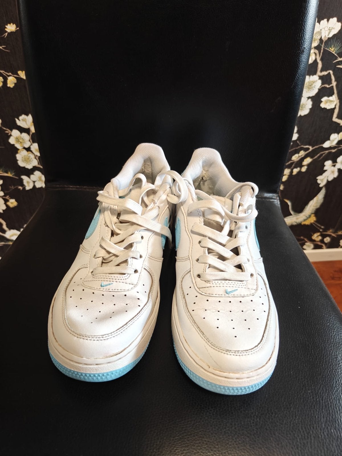 Nike Air Force 1 Sneakers Wit/Blauw, Ophalen of Verzenden, Gedragen, Wit, Sneakers of Gympen
