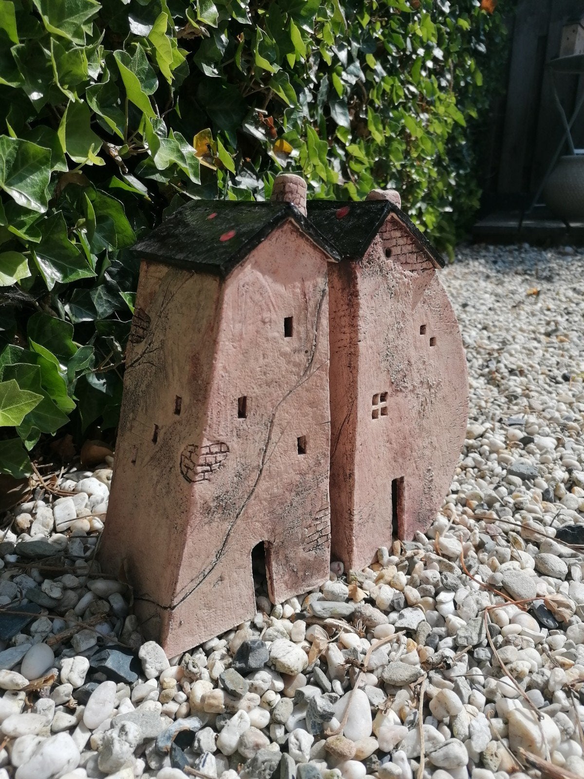 Set huizen beelden handgemaakt keramiek, Ophalen of Verzenden