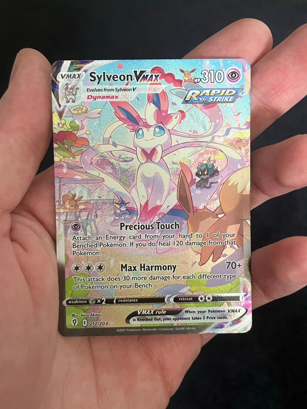Sylveon VMAX Evolving Skies 212/203 LP Pokémon Kaart, Hobby en Vrije tijd, Ophalen of Verzenden, Zo goed als nieuw, Losse kaart