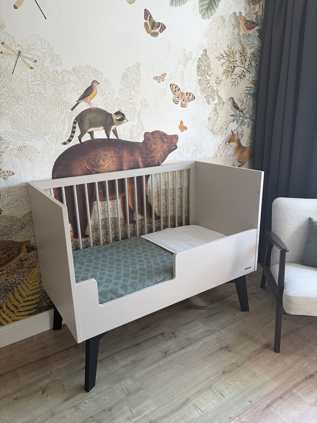 Ledikant Kidsmill Sixties Oatmeal/Black 60 x 120 cm, Kinderen en Baby's, Kinderkamer | Bedden, Zo goed als nieuw, Minder dan 140 cm