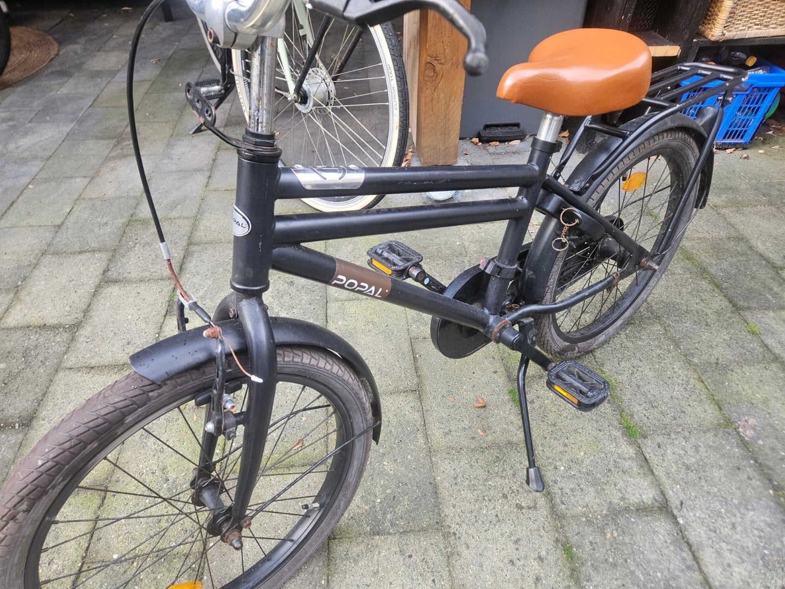 Popal kinderfiets 20 inch - Zwart met bruin zadel, Terugtraprem, Ophalen of Verzenden, Popal, 16 tot 20 inch