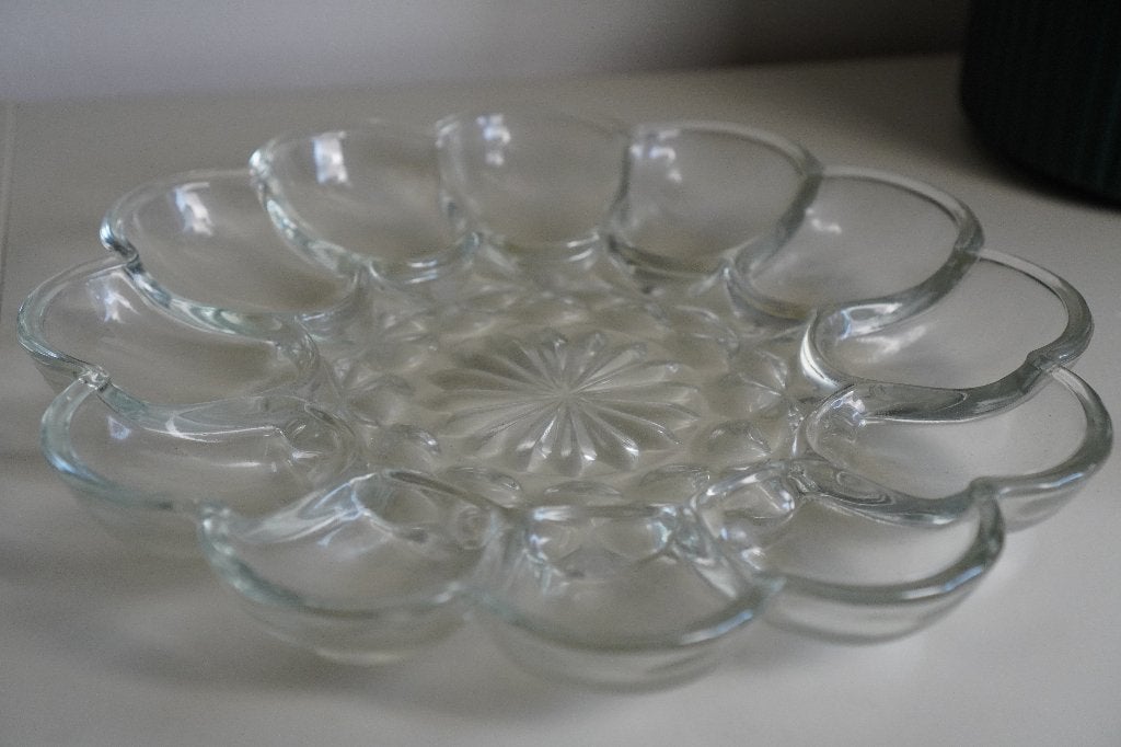 Vintage Glazen Eierschaal / Serveerschaal - 24 cm, Ophalen of Verzenden