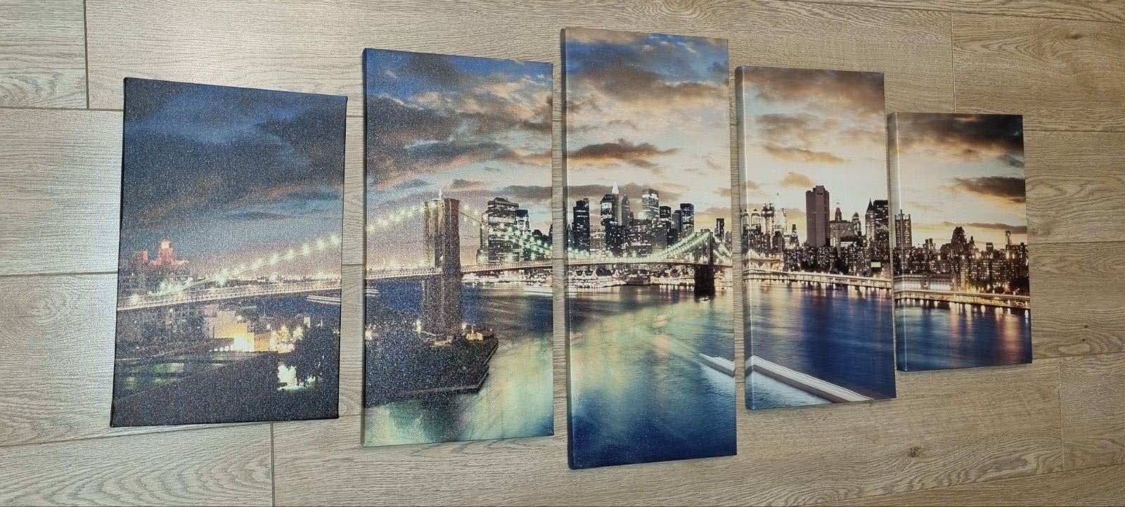 New York Brooklyn Bridge Vijfluik Canvas Schilderij, Huis en Inrichting, Woonaccessoires | Schilderijen, Tekeningen en Foto's