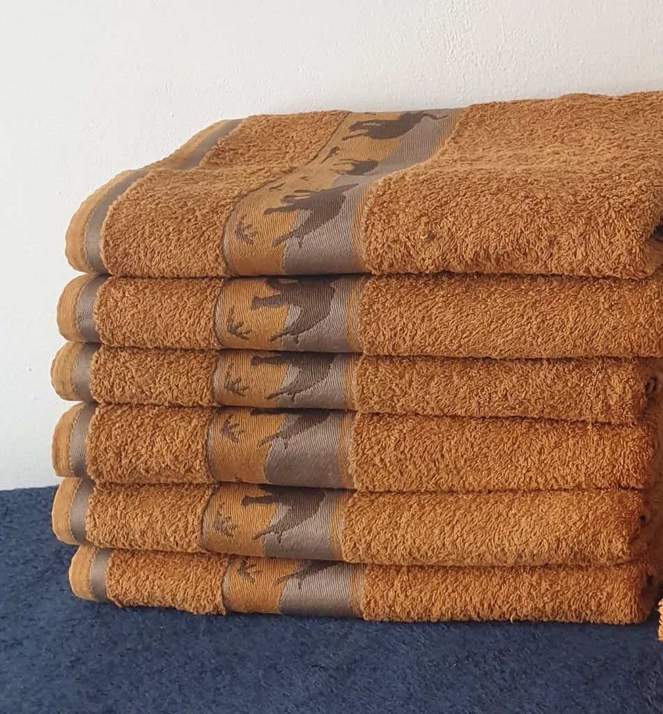 6 Tarrington House badhanddoeken met dierenrand 70 x 140, Verzenden, Zo goed als nieuw, Handdoek