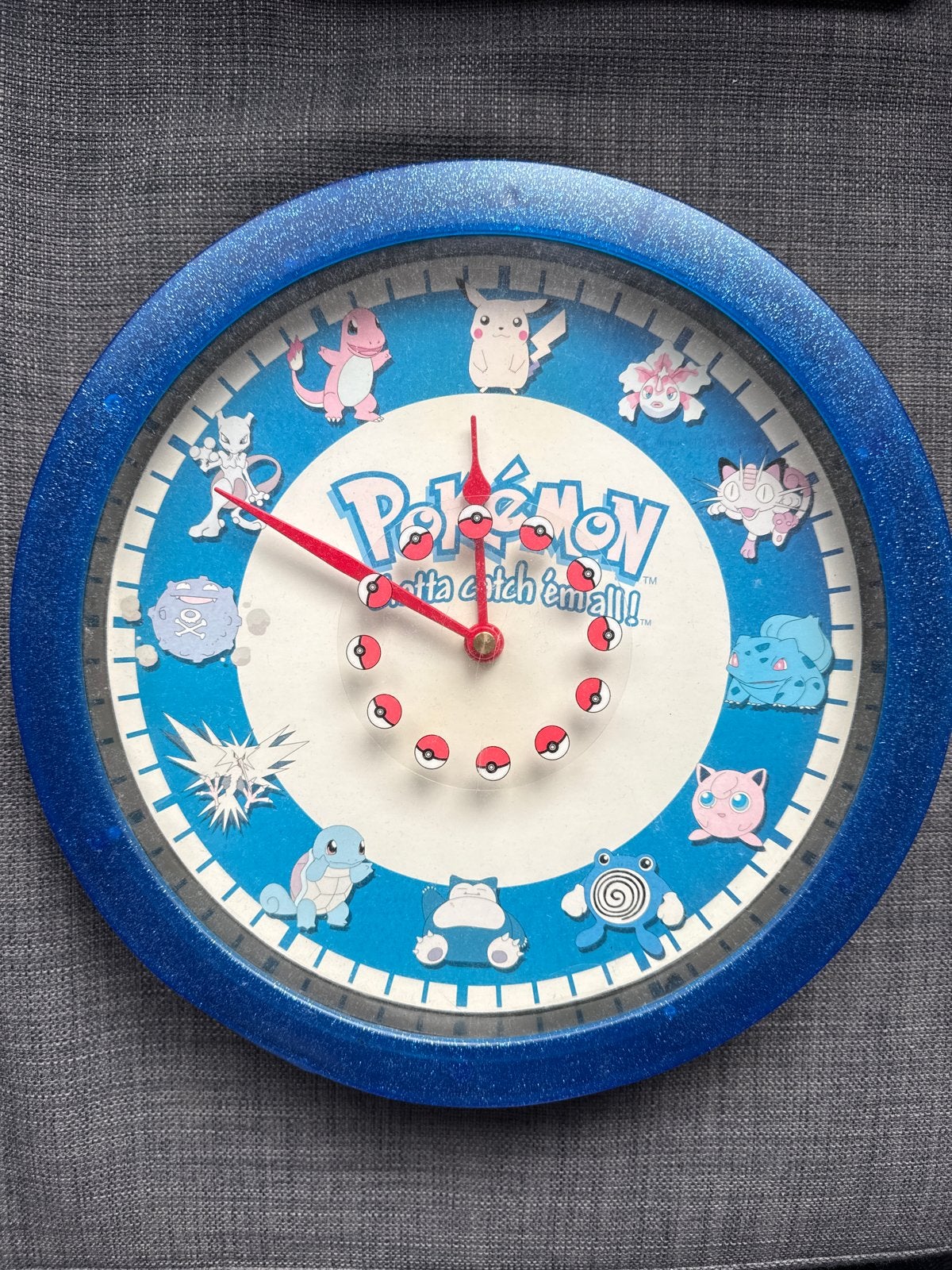 Vintage Pokémon Wandklok - Gotta Catch 'Em All!, Ophalen, Vintage, Analoog, Werkt op batterijen