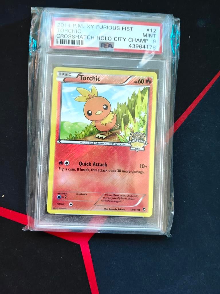 PSA 9 Torchic City Champ 12, Ophalen of Verzenden, Nieuw, Losse kaart, Foil