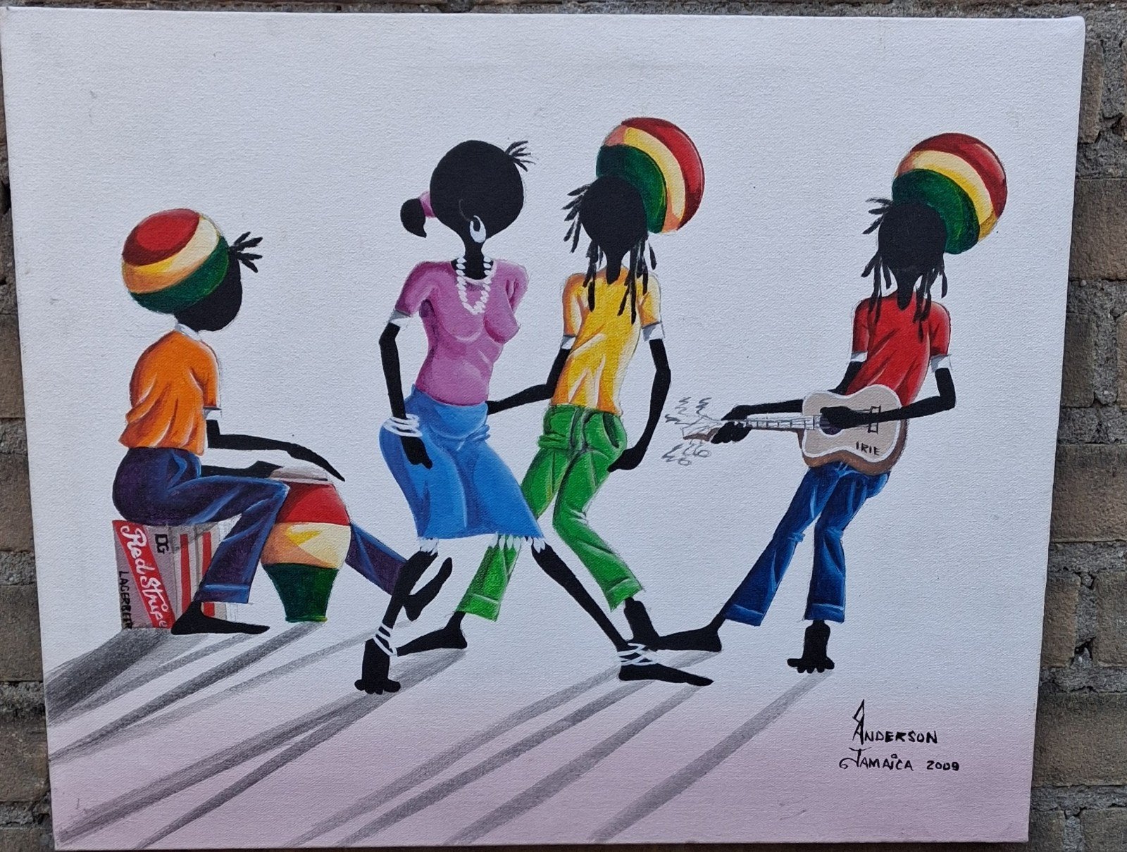 Jamaica fun. ANDERSON. Jamaica. 2009. Acryl/doek., Antiek en Kunst, Ophalen, Gesigneerd, Overige materialen, Figuren