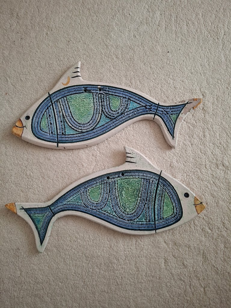 Wanddecoratie VISSEN, keramische decoratie, Huis en Inrichting, Ophalen of Verzenden, Zo goed als nieuw