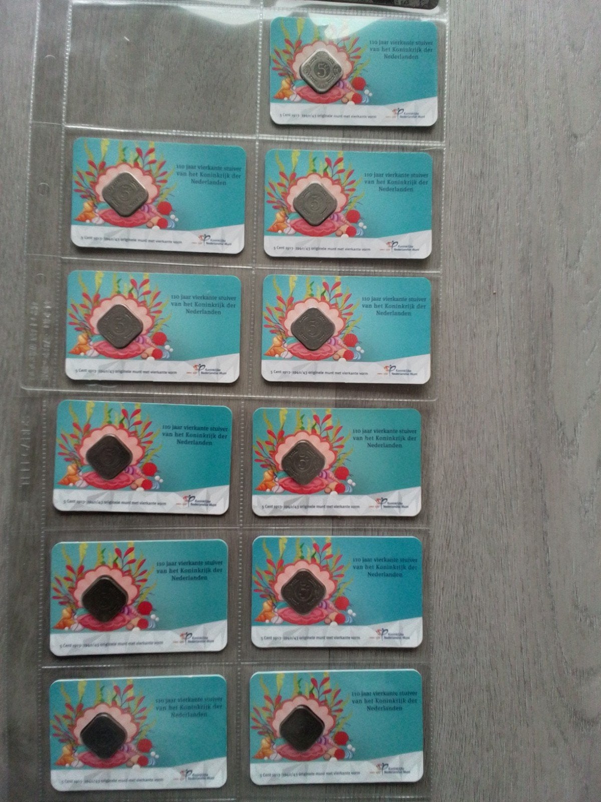"Complete set" Vierkante Stuiver Coincard Excl zeldzame 1933, Ophalen of Verzenden, Nederland, Munten