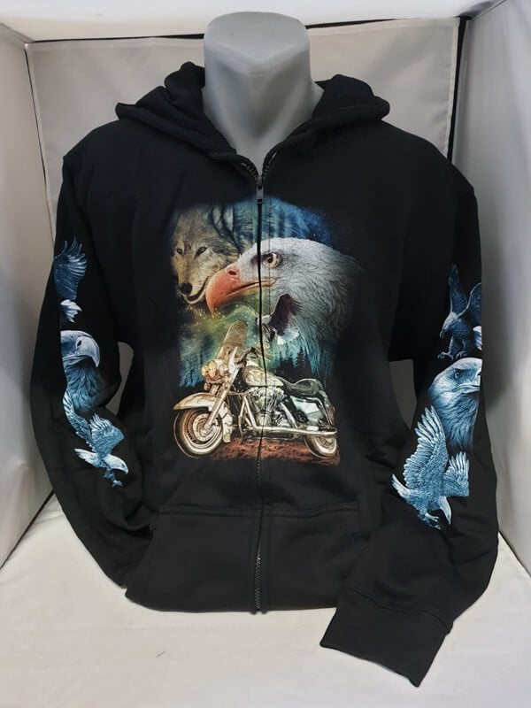 Zwart vest, wolf, adelaar, moter, printvest, Ophalen of Verzenden, Nieuw, Overige maten, Zwart