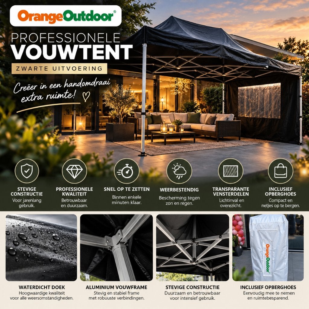 Easy Up Partytent 4,5x3m Platinum PVC brandvertragend, Tuin en Terras, Ophalen, Minder dan 5 meter