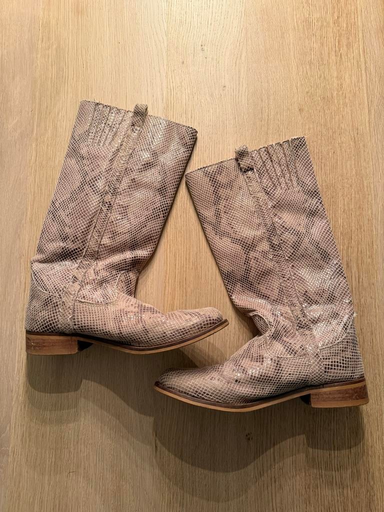 Laarzen met slangenprint, Kleding | Dames, Schoenen, Hoge laarzen, Overige kleuren, Ophalen of Verzenden, Zo goed als nieuw