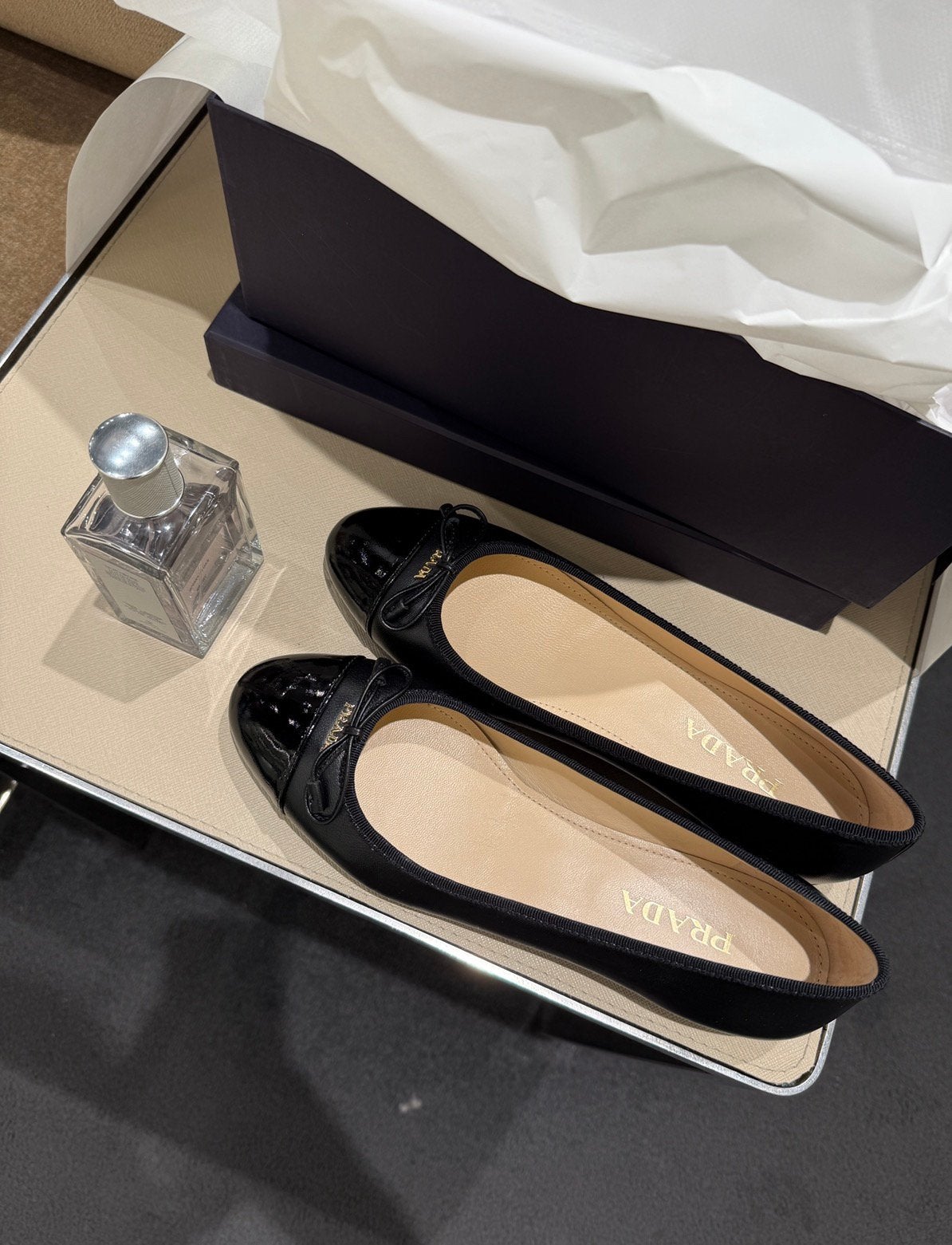 Designer ballerina’s Prada, Ophalen, Zwart, Nieuw, Ballerina's