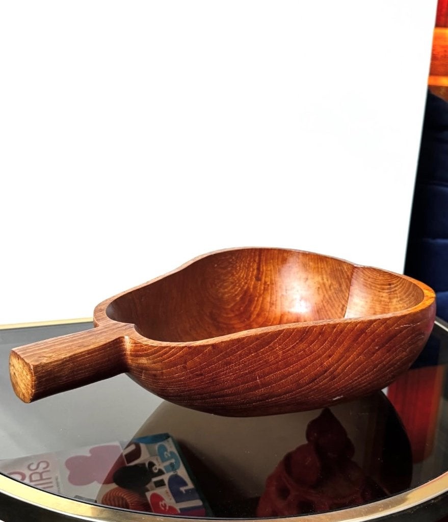 Vintage teak schaal peervorm, Ophalen of Verzenden, Rond, Hout