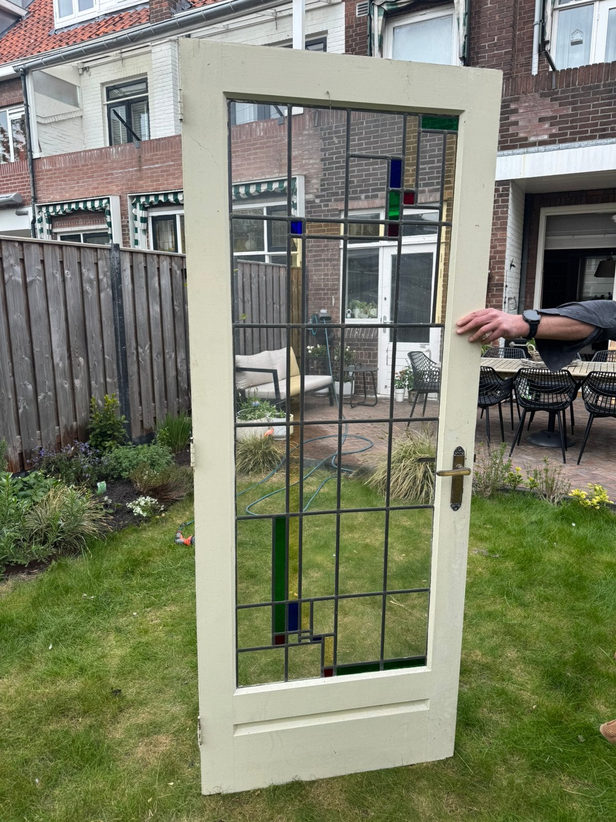 Glas in lood deur, Ophalen, Binnendeur, 200 tot 215 cm, Glas