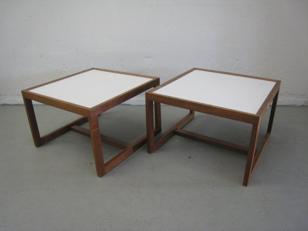 Twee vintage bijzettafels in teak, Niet ingevuld, Gebruikt, Niet ingevuld, Niet ingevuld