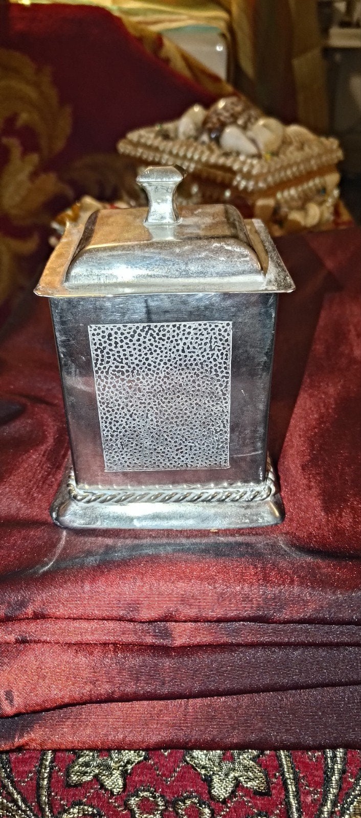 Verzilverde theedoos uit het Midden-Oosten/India, Antiek en Kunst, Ophalen of Verzenden, Zilver