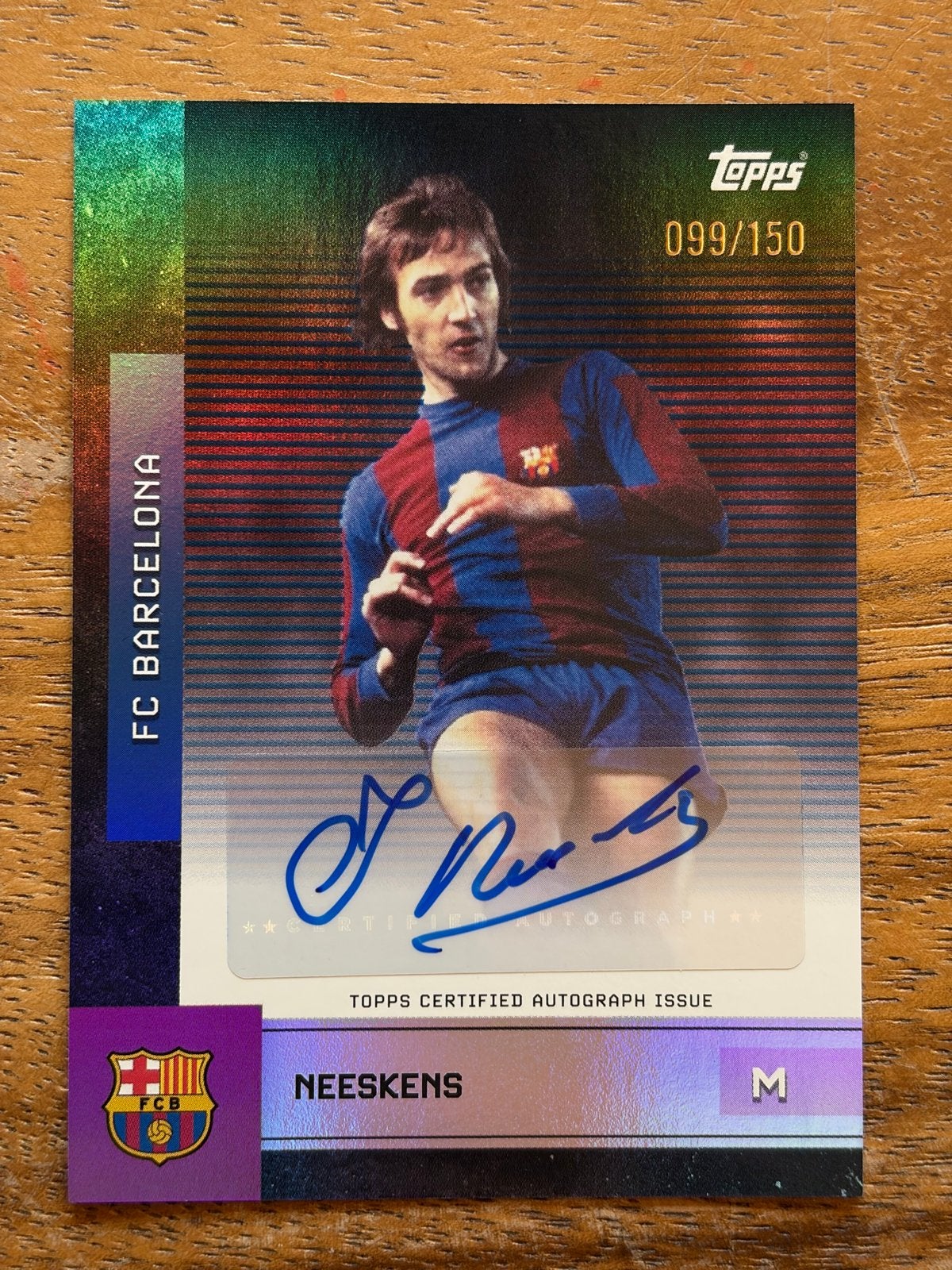 Topps Certified Autograph Issue Johan Neeskens FC Barcelona, Verzenden, Zo goed als nieuw, Buitenlandse clubs, Spelerskaart