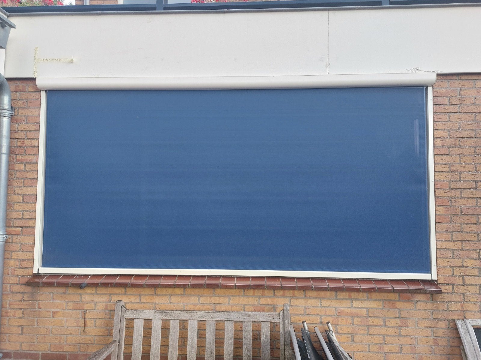 Screen, Staalblauw/Koningsblauw, Ophalen, Gebruikt, 150 tot 300 cm, 250 cm tot 450 cm