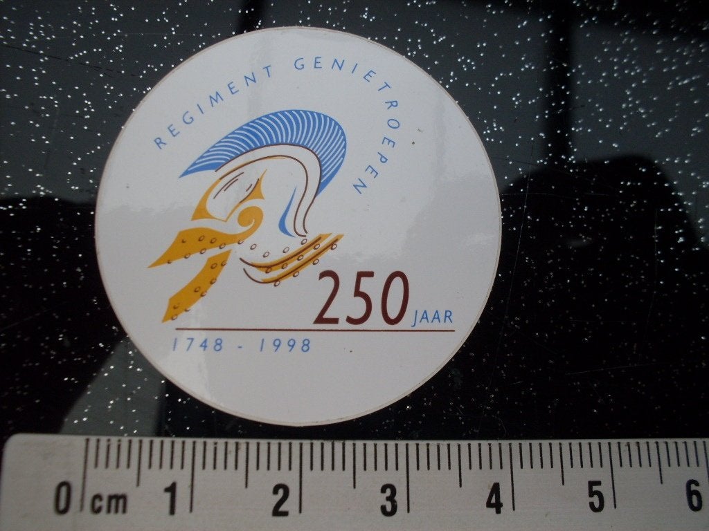 sticker regiment genietroepen 250 jaar 1998 logo embleem, Verzenden, Zo goed als nieuw, Bedrijf of Vereniging