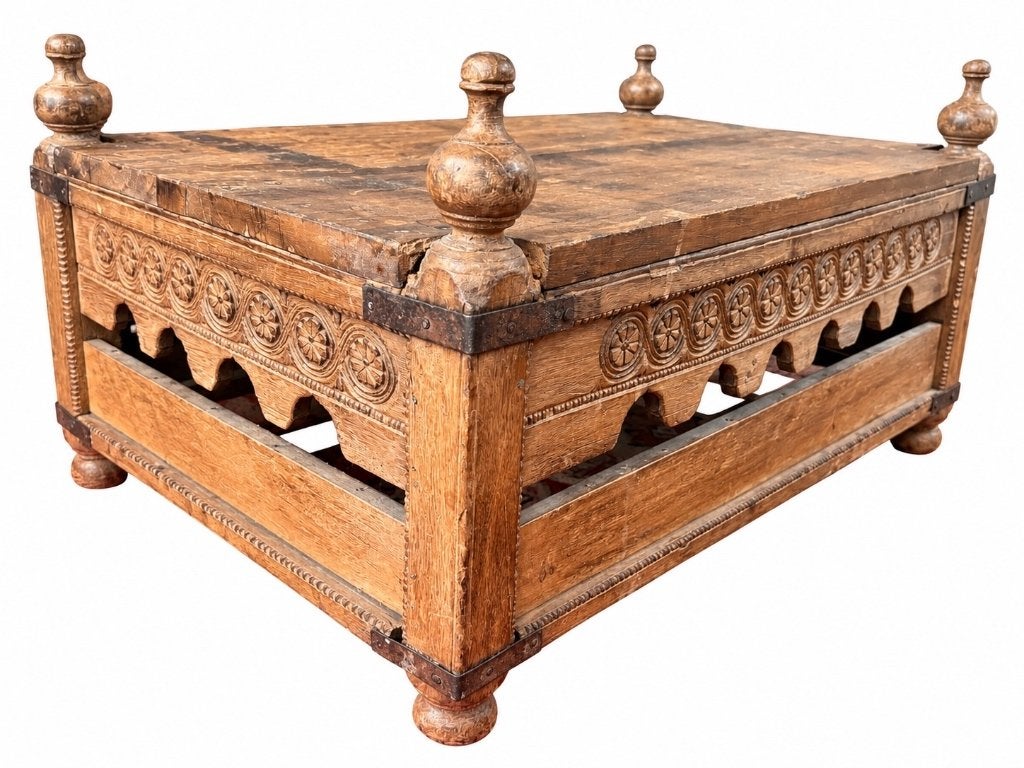 Oude Indiase salontafel, Gebruikt, 50 tot 100 cm, Oosters / Etnisch, 50 tot 100 cm