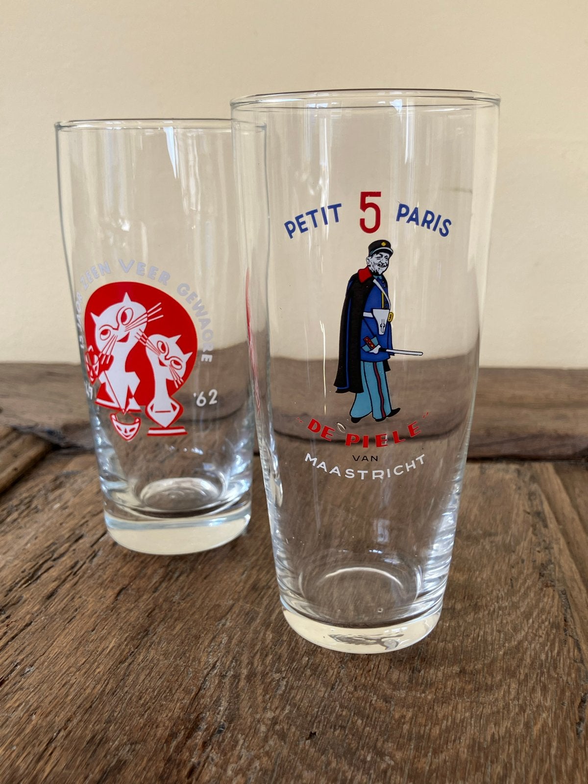 Vintage bierglazen Maastricht, Petit Paris, De Piele, 1963, Ophalen of Verzenden