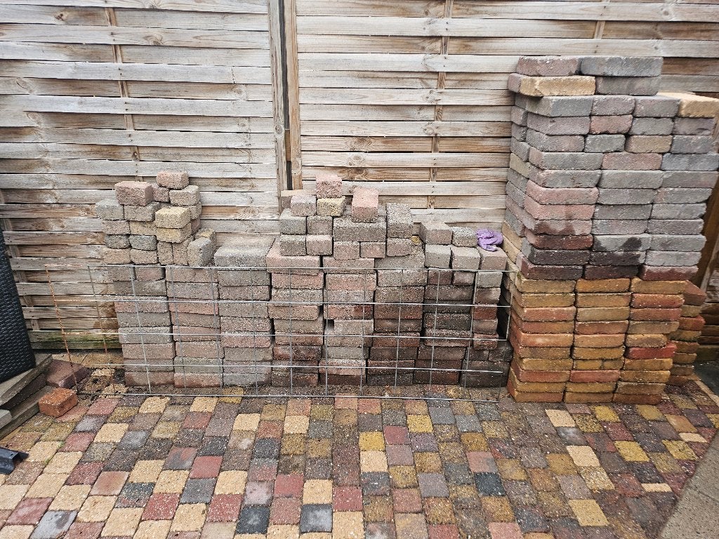 Tuin stenen klinkers, koppelstones , bontestenen, Tuin en Terras, Tegels en Klinkers, Ophalen, Gebruikt, Beton, Overige typen