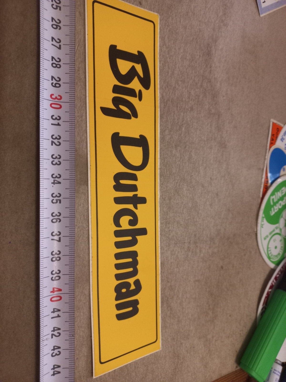 Big Dutchman Sticker - Geel met Zwarte Letters, Ophalen of Verzenden